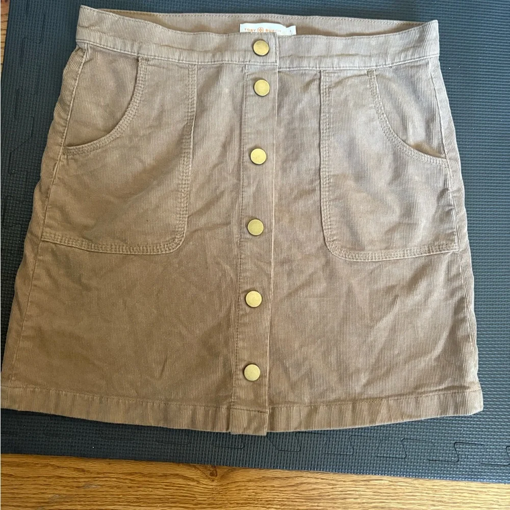 Tory Burch Lucitano Corduroy Button-Down Mini Skirt Size 8