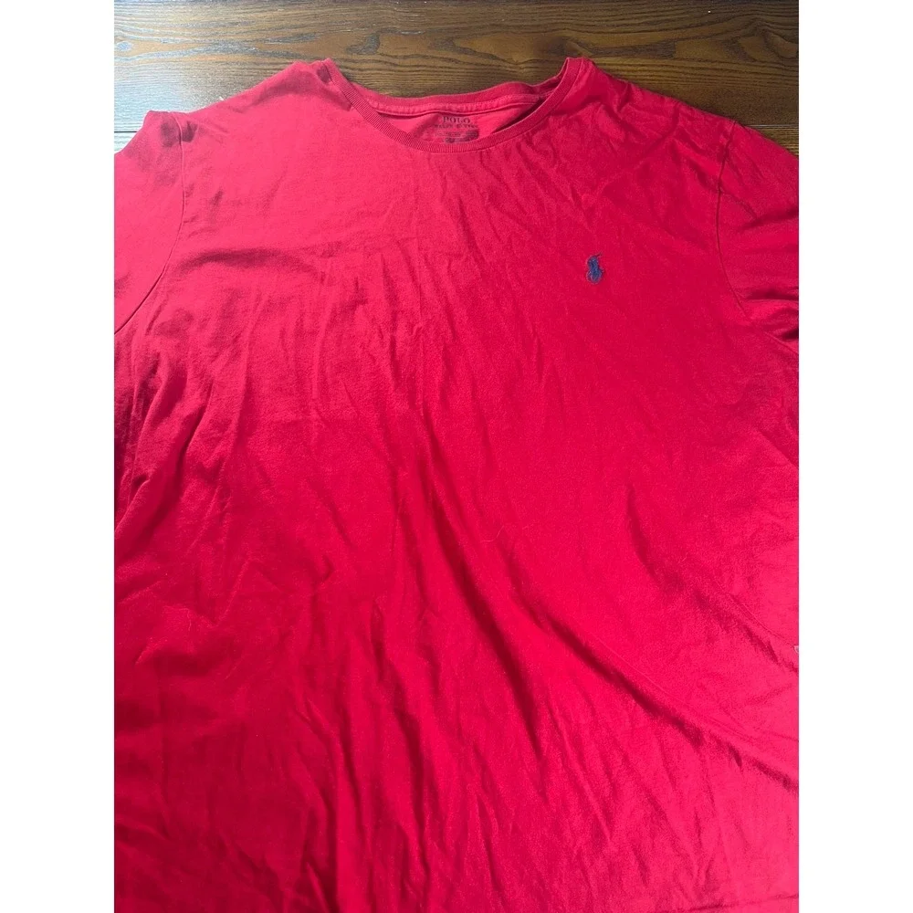 Polo Ralph Lauren Men's Red Cotton Knit Crew Neck Logo T-Shirt Short Sleeve XXL