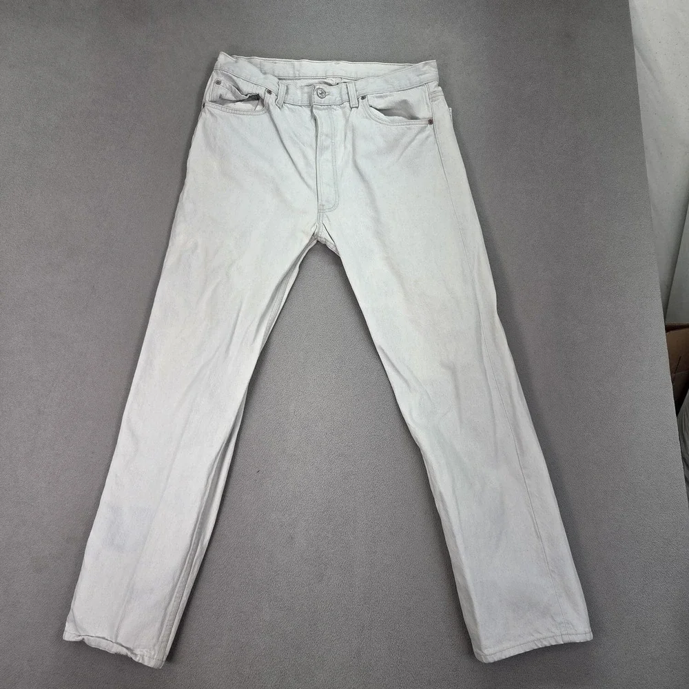 Vintage Levis 501 Jeans Mens White‎ Made USA Button Fly Straight 90s Fits 32x28