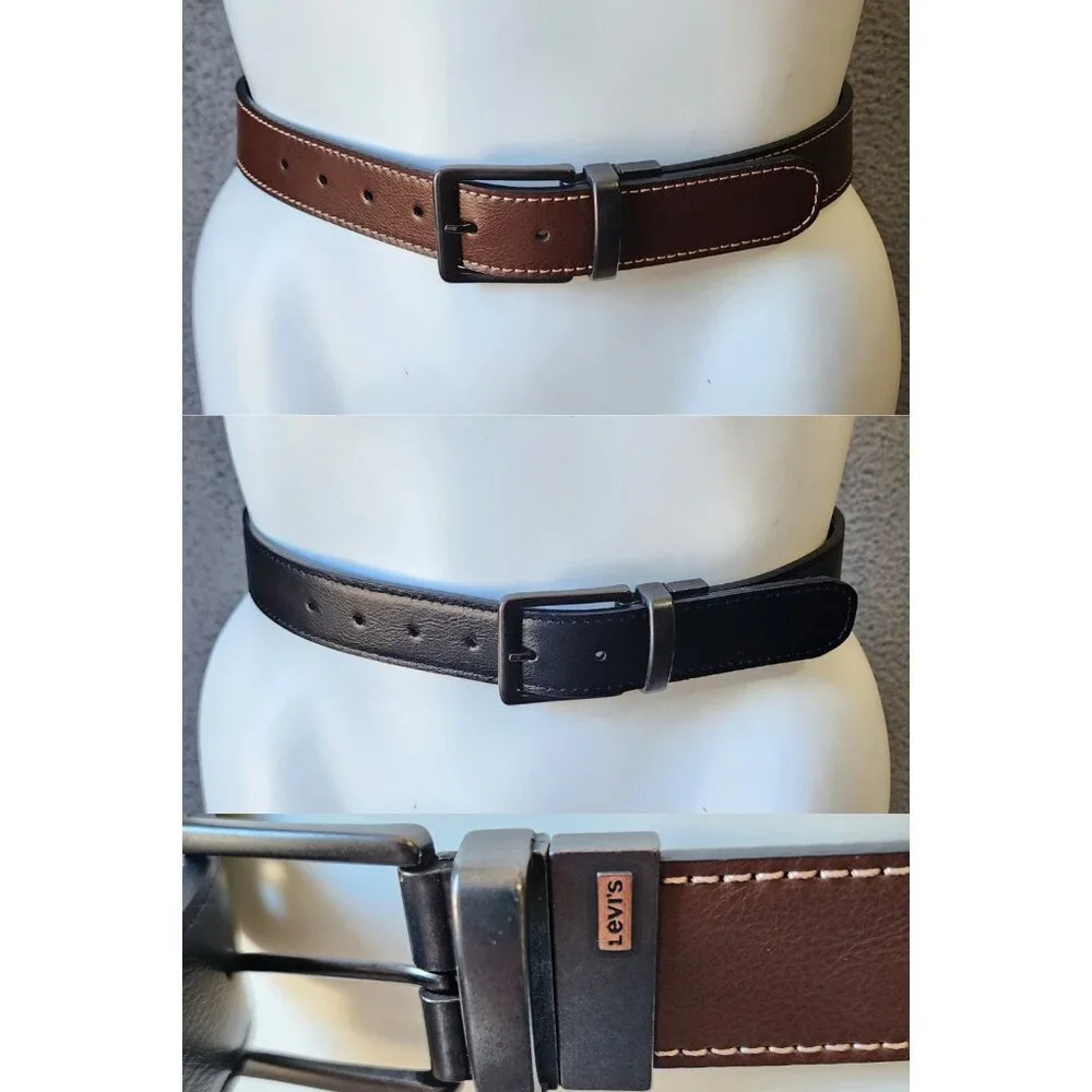 Levi's‎ Reversible Brown & Black Synthetic Leather Belt Size Small 30 - 32
