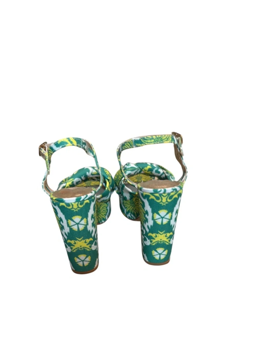 Vacation Glam Tropical Palm Print Platform Block Heels Antonio Melani Maya NWOB