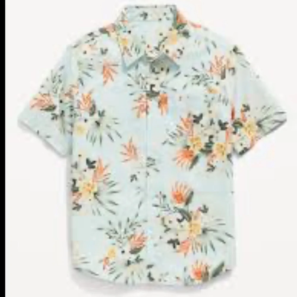 Old Navy Toddler Boys Floral Short Sleeve Button Down Shirt Green 4T