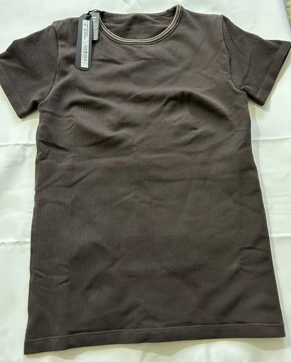 NEW Nike X Skims Ribbed Seamless Phoenix Truffle Top Brown Small