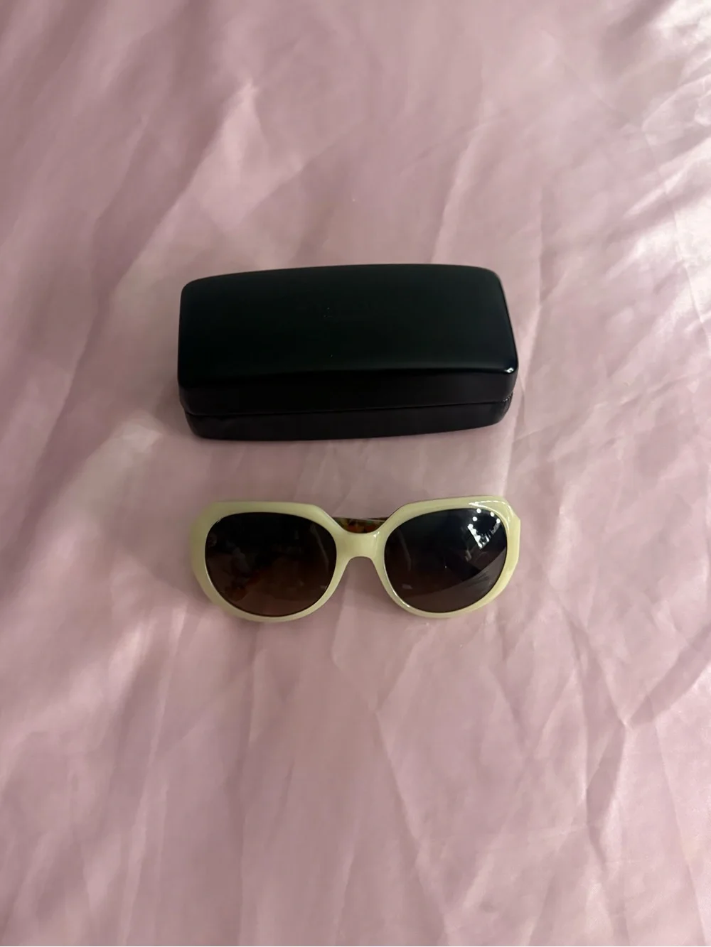 Fossil Hannah Cream Sunglasses with Brown Lenses and Colorful Geometric Interior