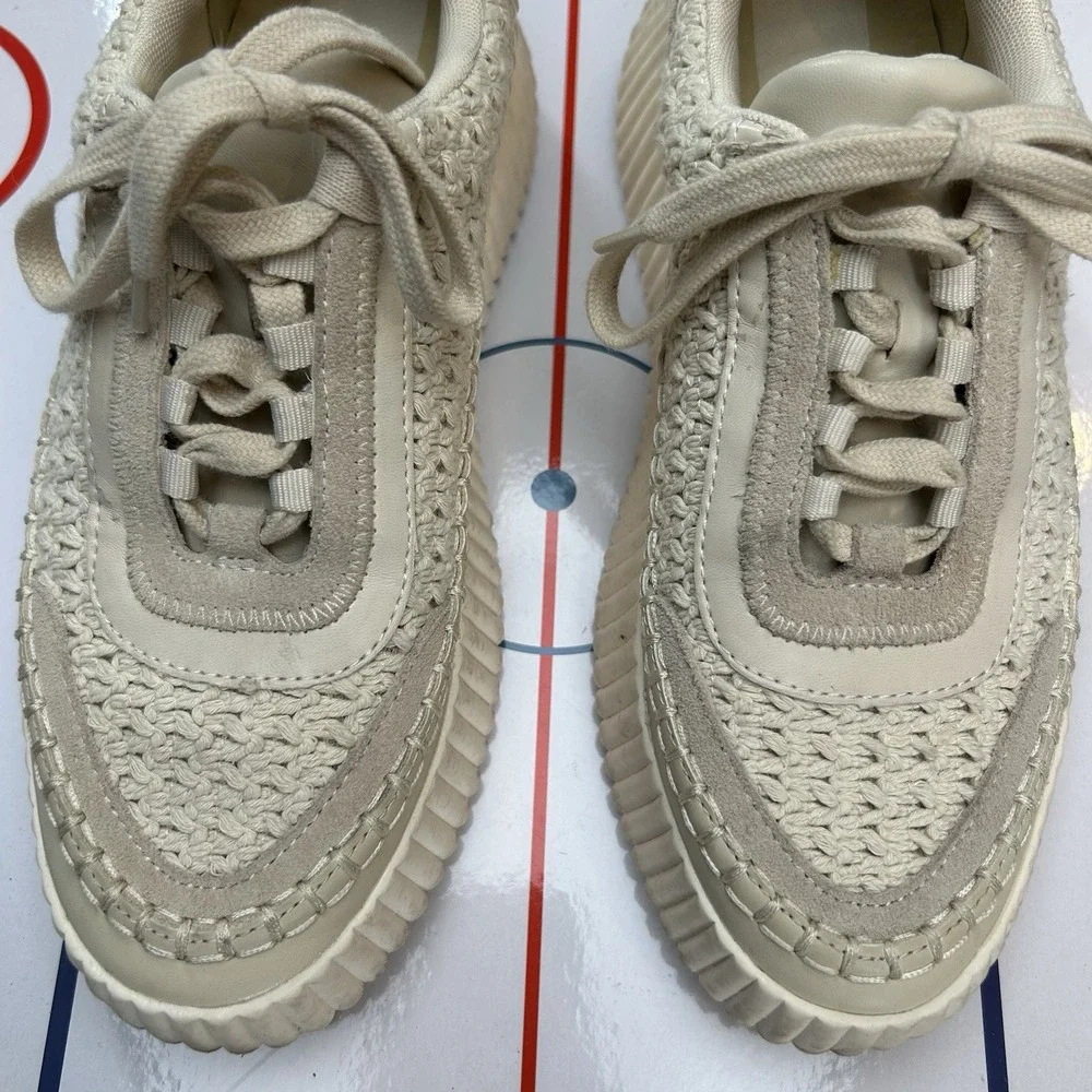 Dolce Vita Dolen Womens Shoes Beige Knit Sneakers‎ Chunky Low Top Fashion US 9