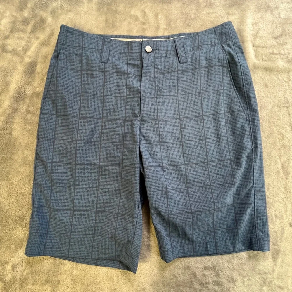 Callaway Golf‎ Shorts Mens 30 Blue Plaid Flat Front Performance Stretch Active