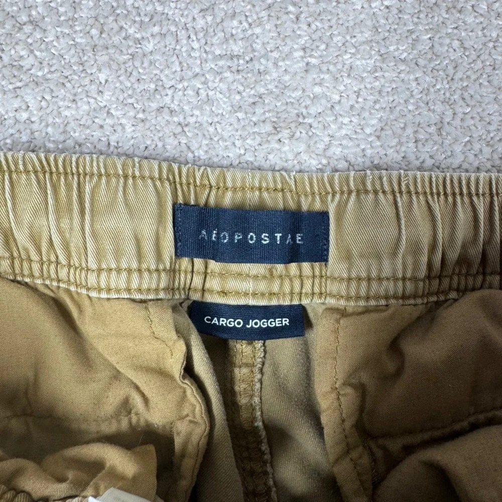 Aeropostale Mens XS Cargo Jogger Pants Khaki Tan Cotton Elastic Waist 4795 Y2K‎