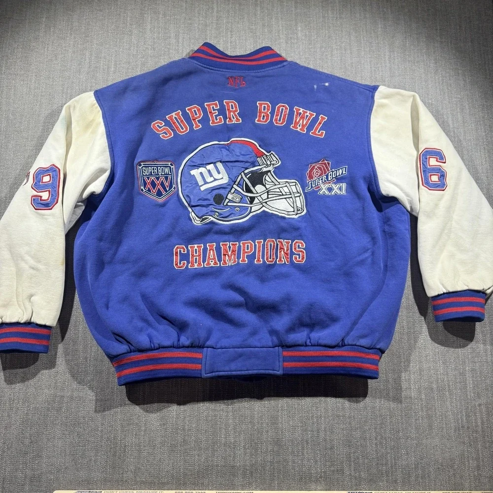 Vintage New York Giants Jacket Mens‎ 2XL Blue NFL Super Bowl Champions 90s