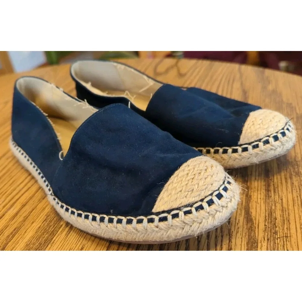 Ellos Women's Espadrille Flat Shoes Size 8.5 M Navy Suede‎