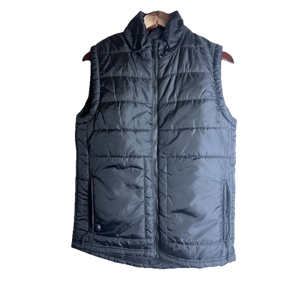 NICE Black Puffer‎ Vest Mens S Sleeveless Quilted Nat Nast Full Zip Travel Soft