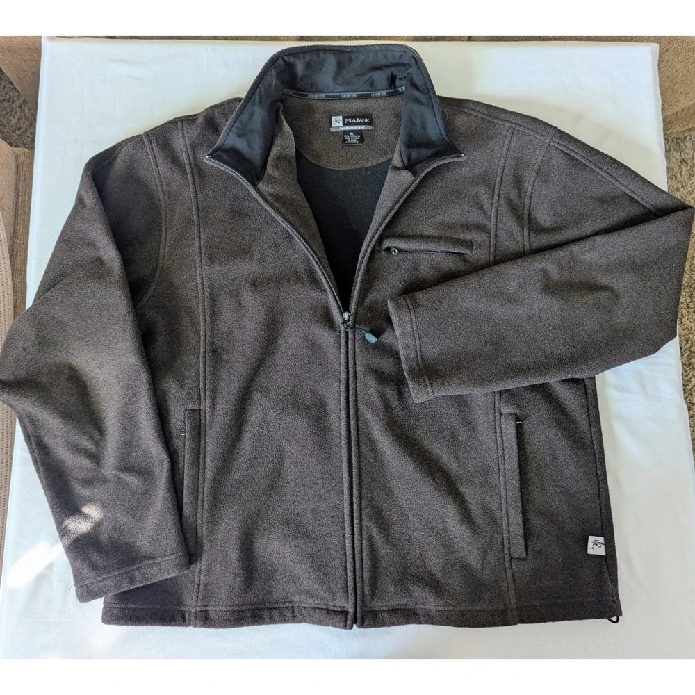 Jos A Bank Men's Brown Leadbetter Golf Fleece Full‎ Zip Jacket Sz XL Brown
