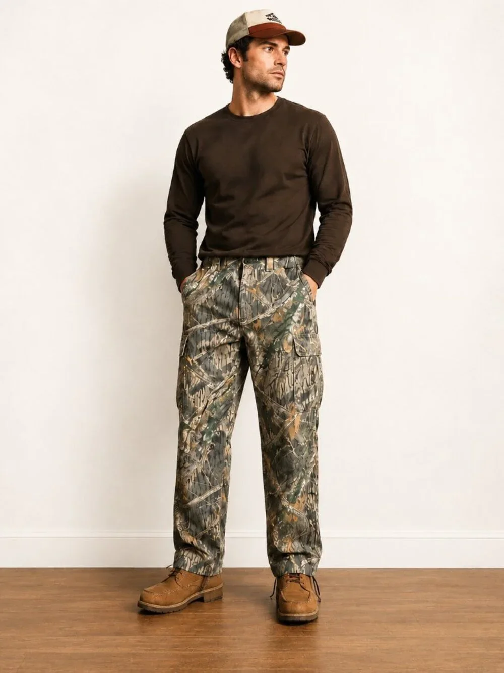 Shadow Brand Mossy Oak Camo Cargo Pants Mens XL 100% Cotton Hunting Outdoor