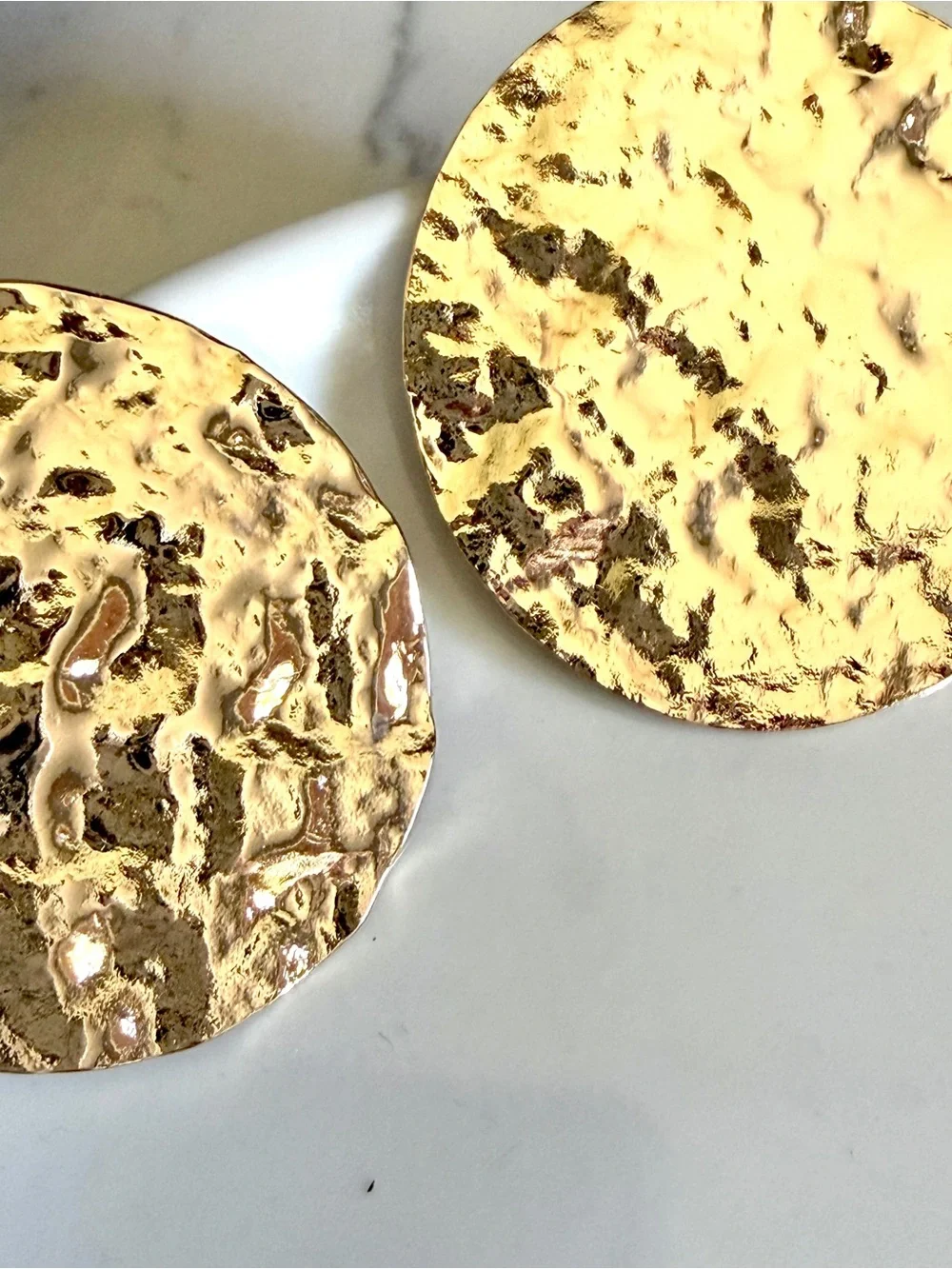 2/$30🌵 Gold Hammered Flat Circle Disc Earrings Stud European Style Jewelry NEW