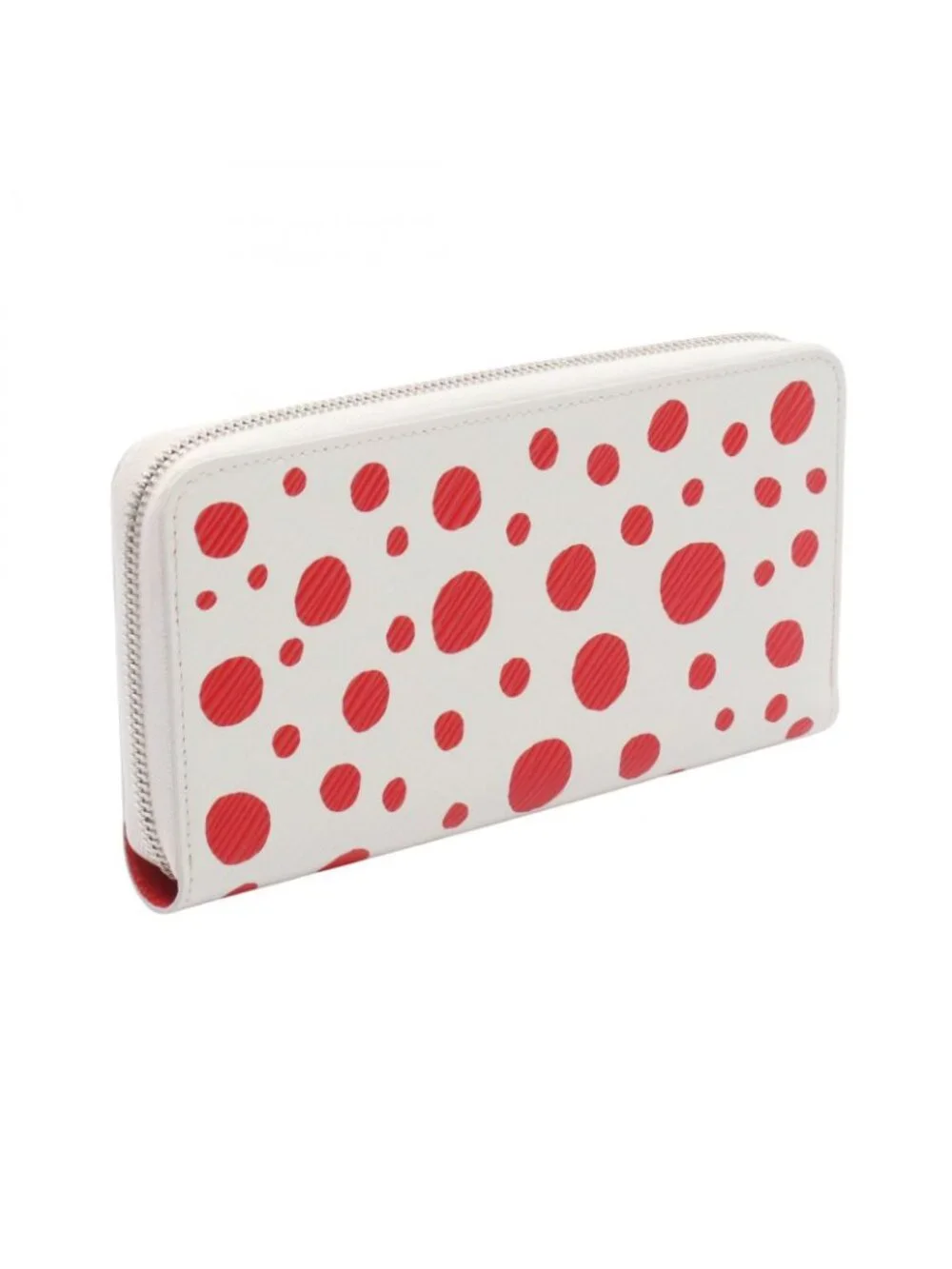 Louis Vuitton Round Wallet LV YK Zippy White Rouge Leather Yayoi Kusama