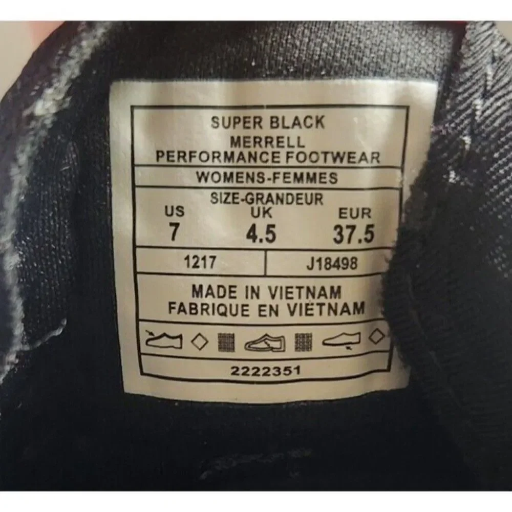 Merrell Siren Hex Q2 E-Mesh Womens Size 7 Black Athletic Hiking Shoes J18498