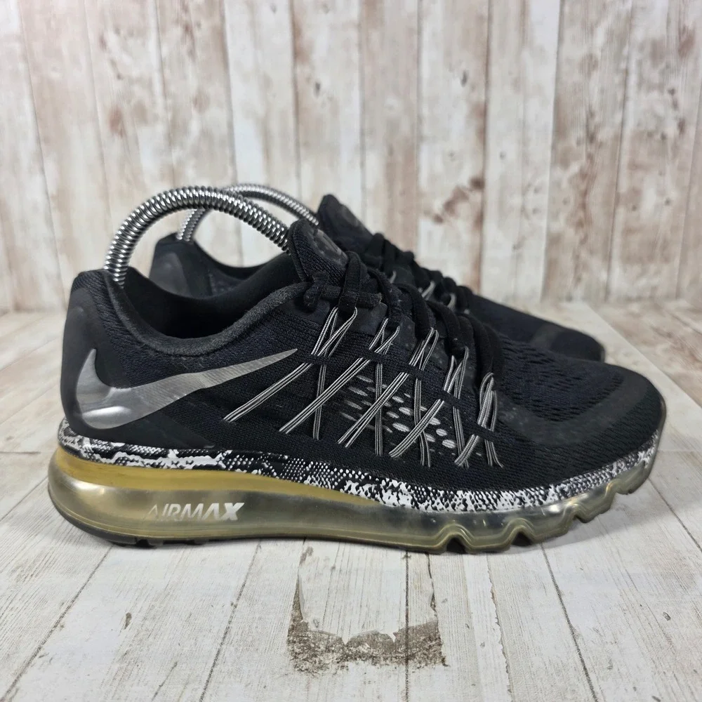 Nike Air Max 2015 Mens 6Y Womens‎ 7.5 Black Silver Running Shoes 705458-003