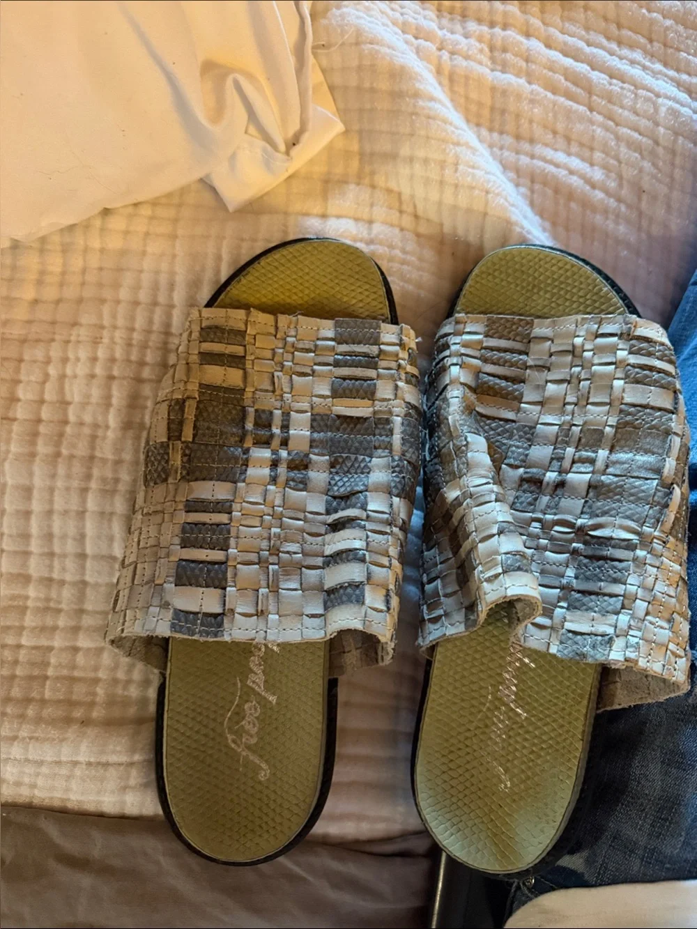 Free People gray Footbed Woven gray Slide