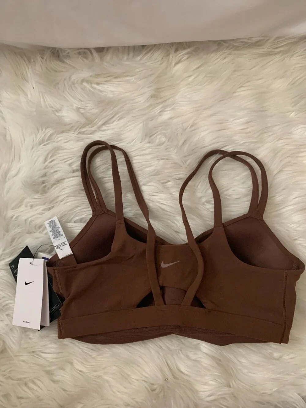 NIKE Zenvy Strappy Light Support Padded Sports Bra in Brown Sz LARGE