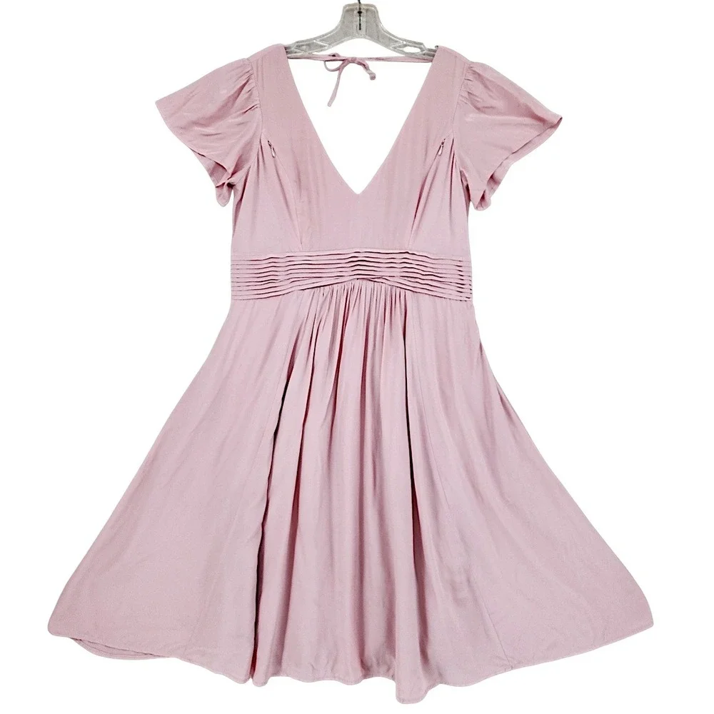 Seraphine Luxe Maternity Dress 8 Sariah Midi Flutter Sleeve Blush Pink Fairy NEW