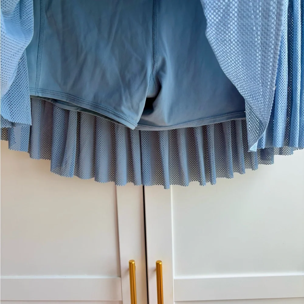 JoyLab Light Blue Pleated Tennis Skirt with Pockets and Drawstring Waist