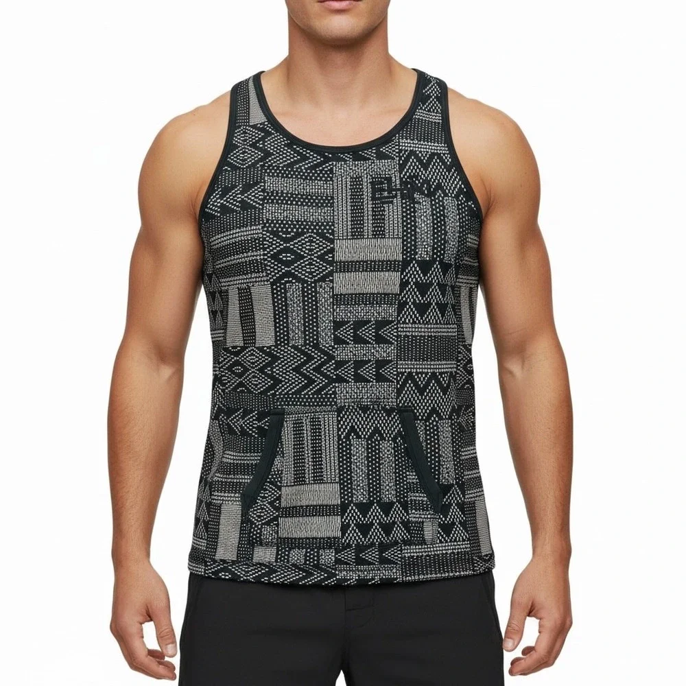 Nike BHM Black History Month Tank Top Mens XXL Black White Geometric Print Pouch