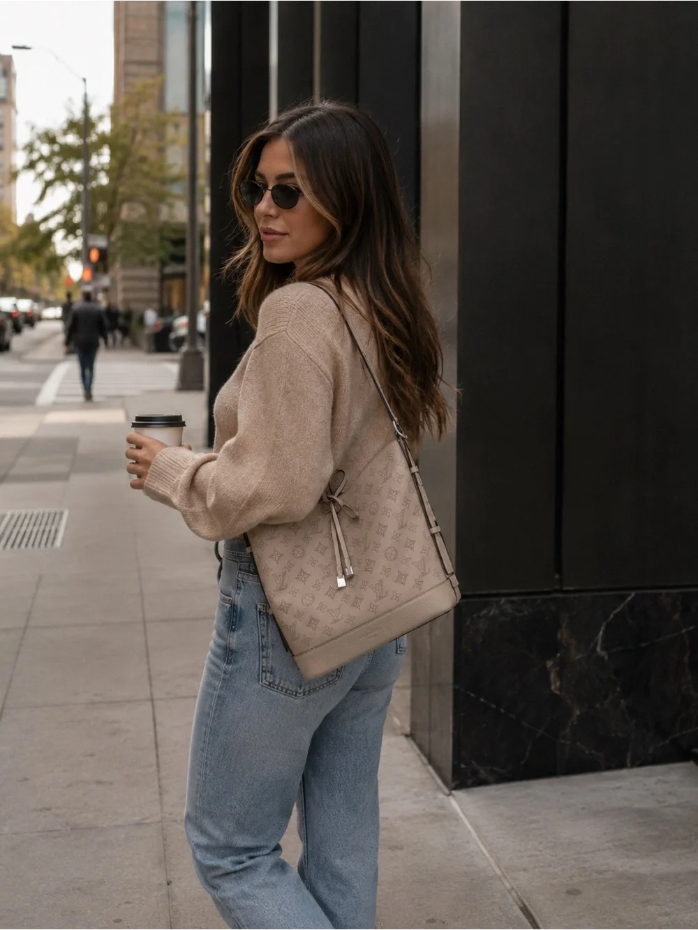 Louis Vuitton Mahina Leather Flore Bucket Shoulder Bag