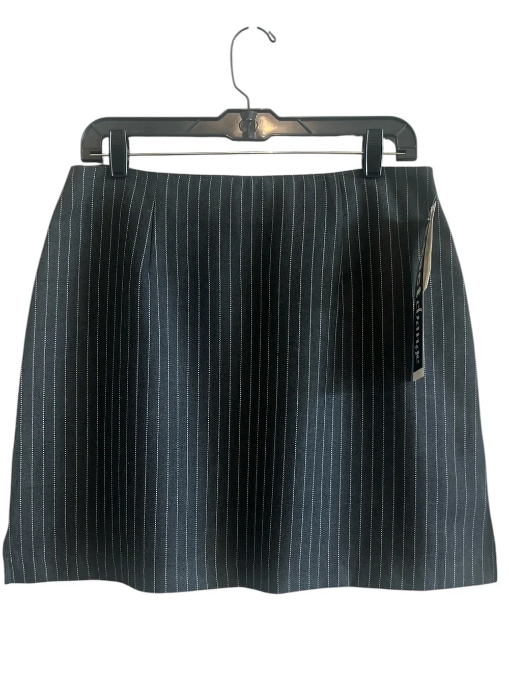 Charcoal Gray Pinstripe A-Line Mini Skirt