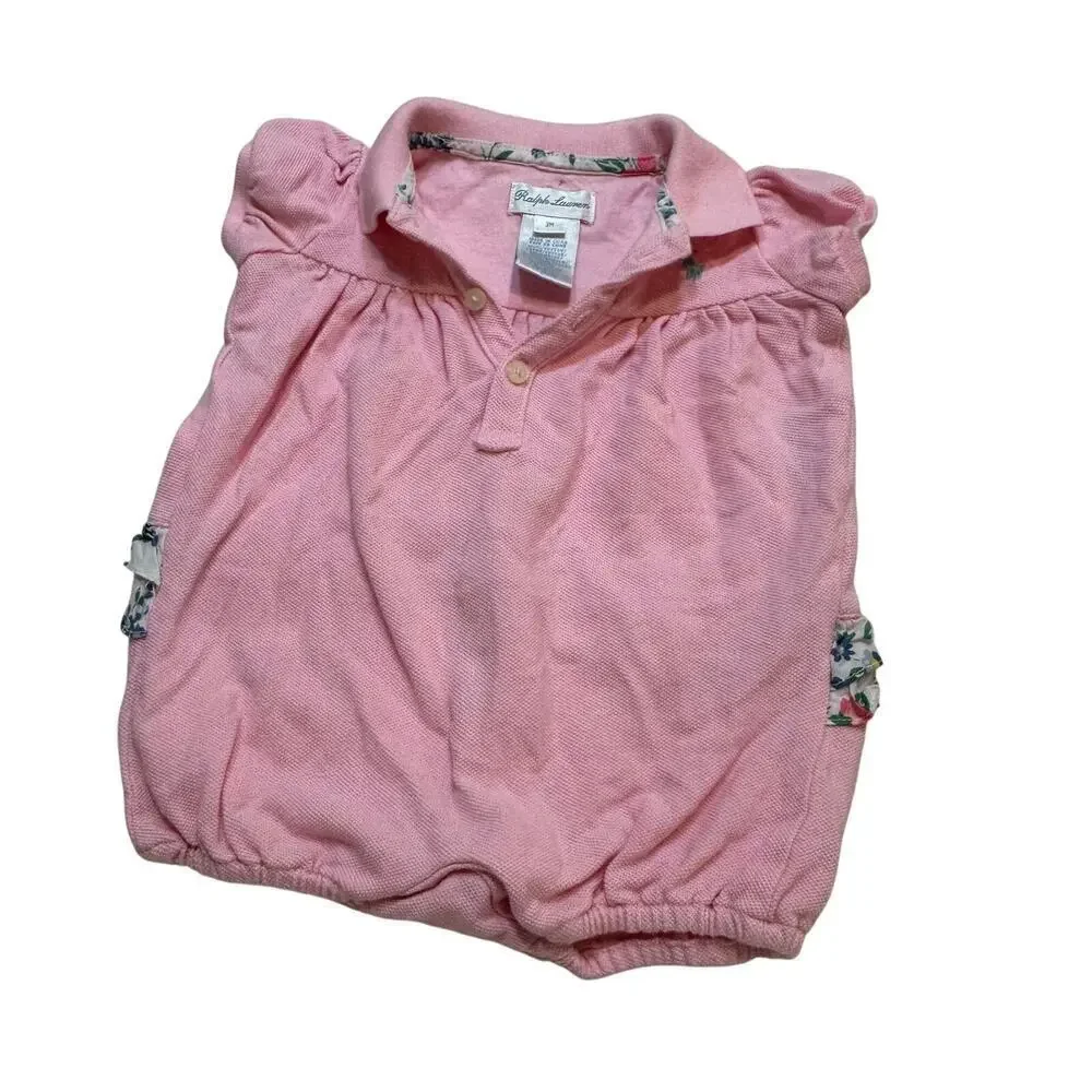 Ralph Lauren Baby GIrl Pink Romper sz 3M