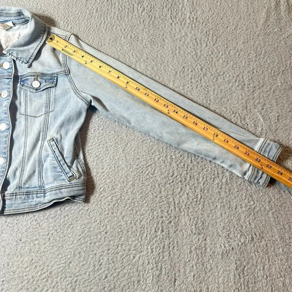 Cat & Jack Denim Jacket Girls L Blue Stretch Embroidered‎ Awesome Jean Jacket