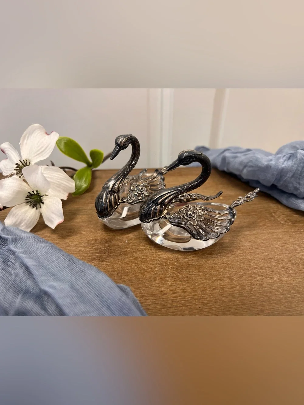 Vintage Swan Salt and Pepper Cellar Set