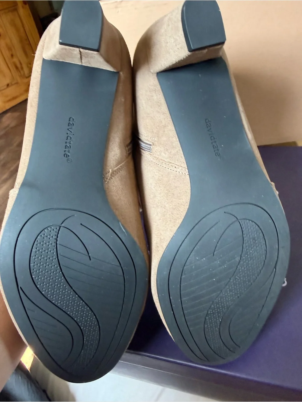 David Tate taupe suede