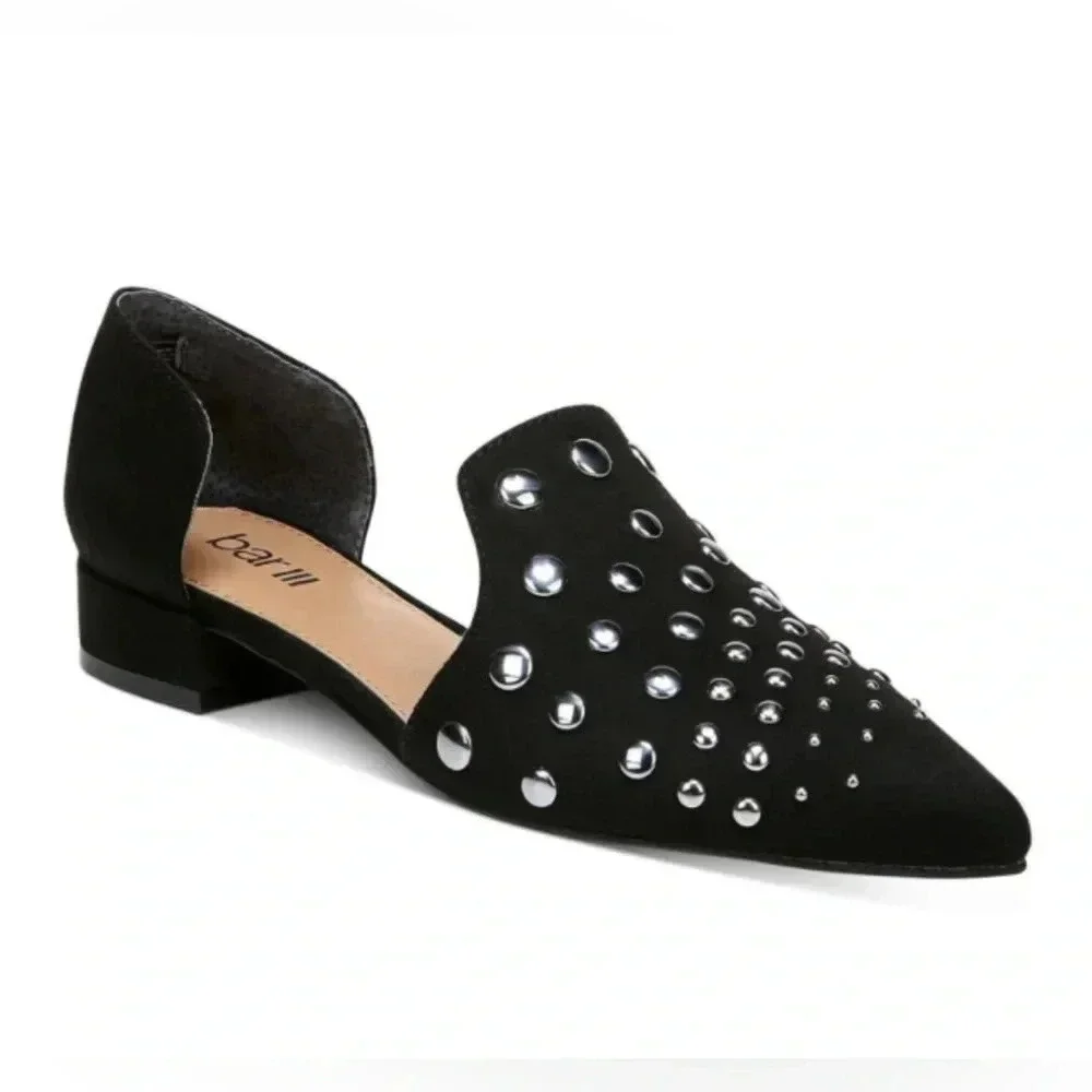 BAR III | Black Closed Back Studded Cansia Pointed Toe Slip On Flats 8.5M (EUC)