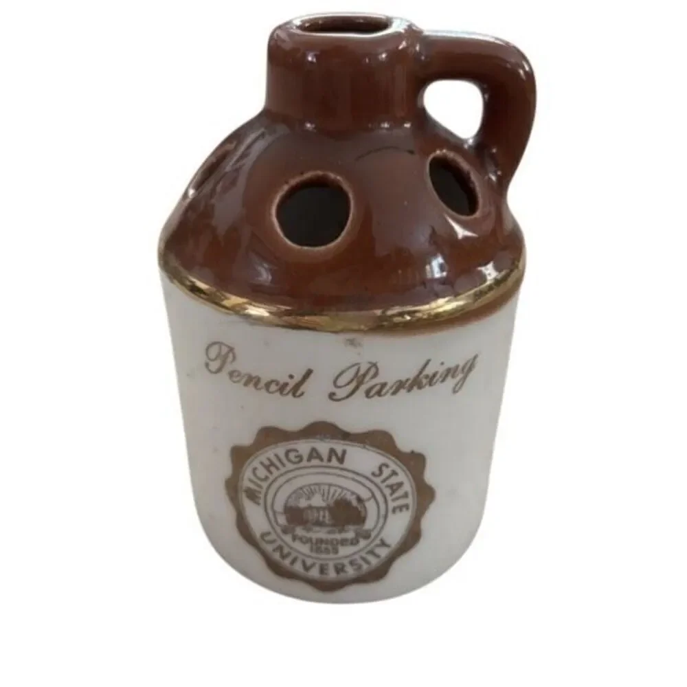 Michigan State University Pencil Parking Vintage Ceramic Jug