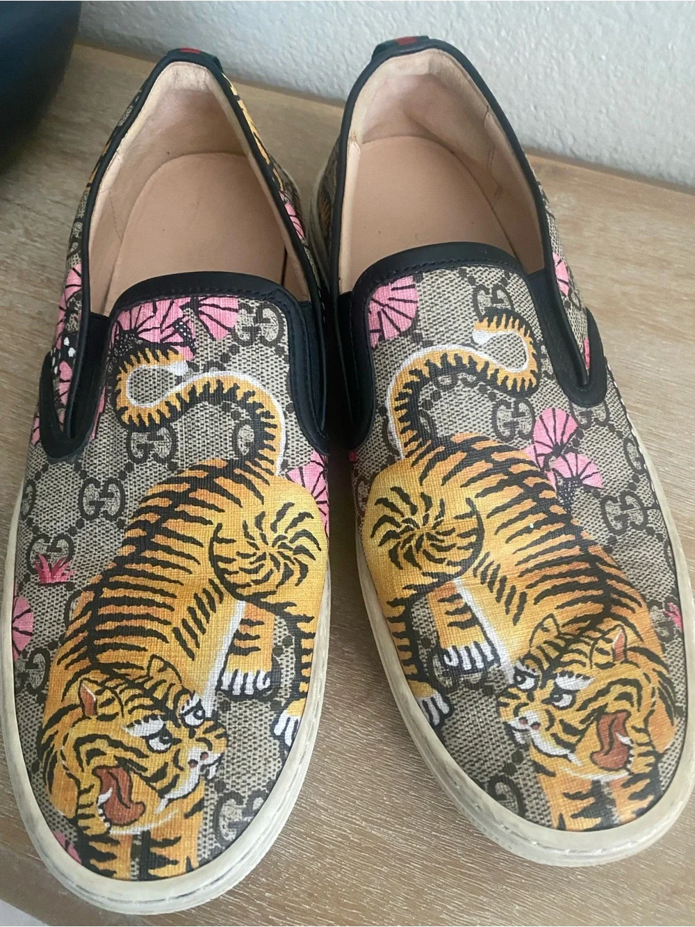 Gucci Dublin Bengal Tiger GG Supreme Slip-On Sneakers Size 8 (38)