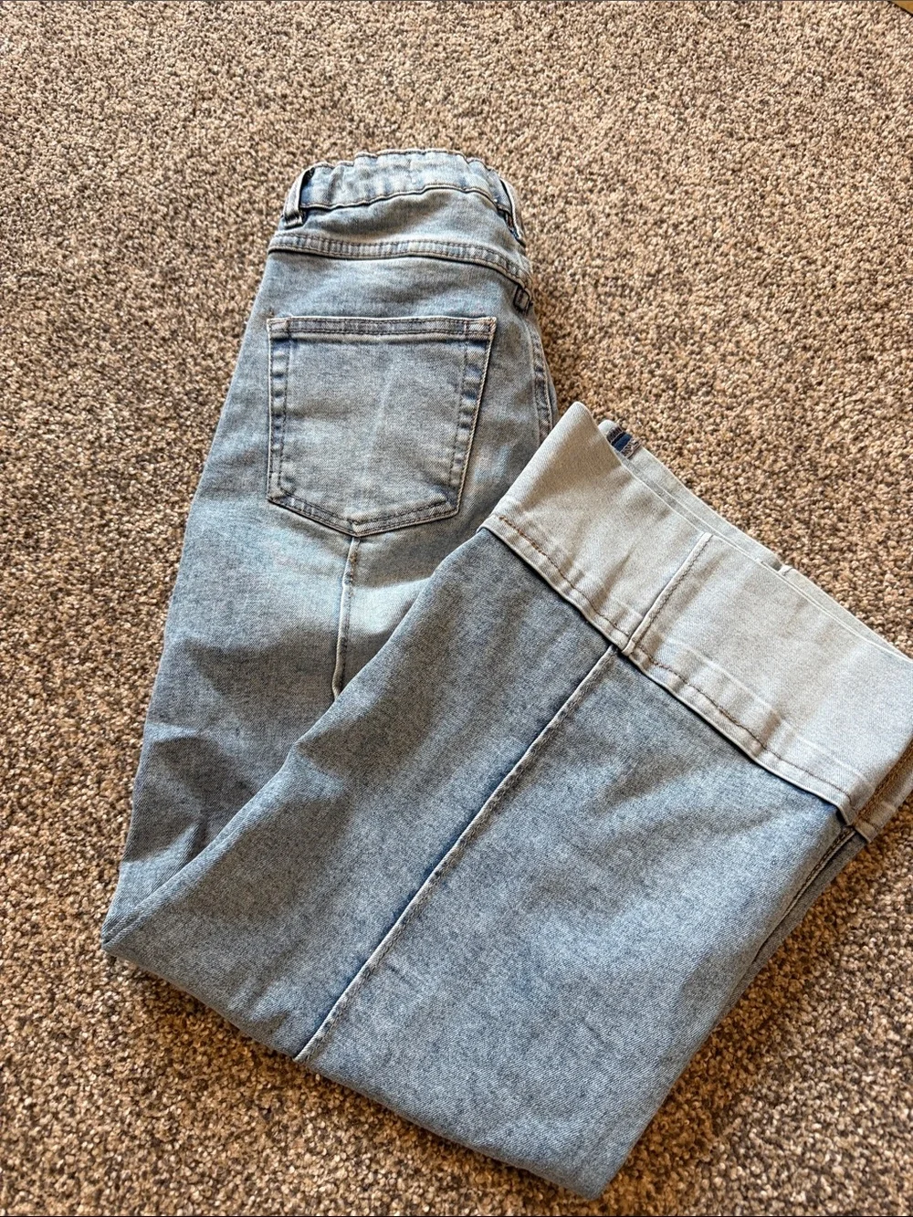 Jessica Simpson Light Blue Wide-Leg Jeans with Front Panel Seams