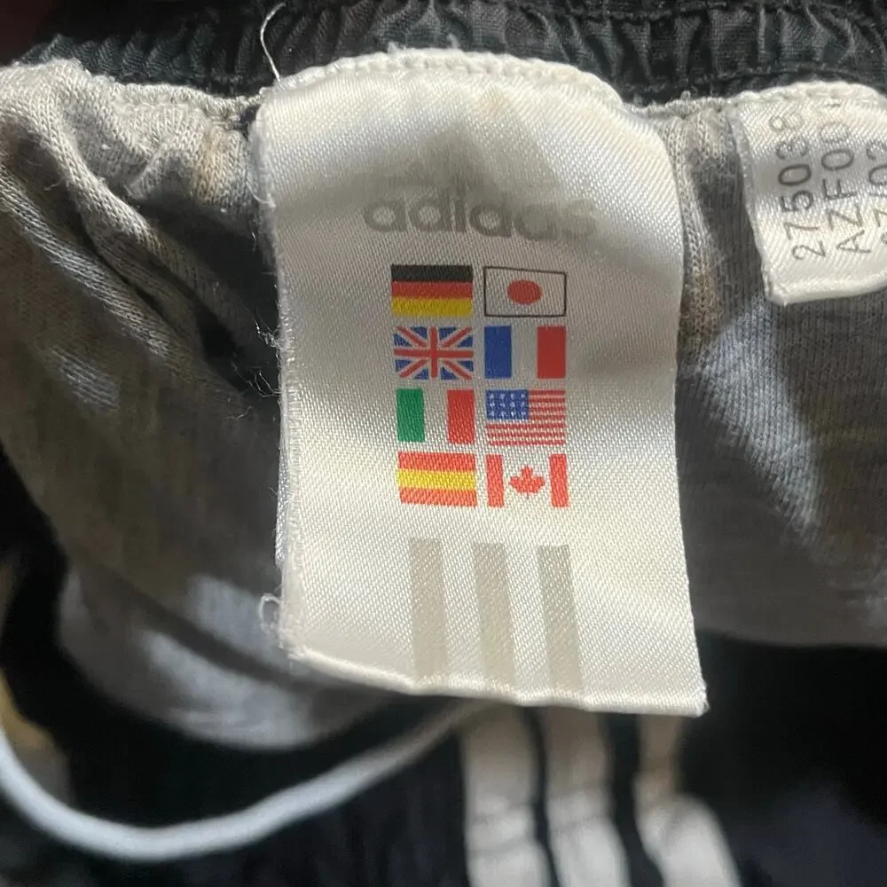 Adidas Black Track Pants 3‎ Stripe Athletic Soccer Joggers Men’s M Lined Y2K