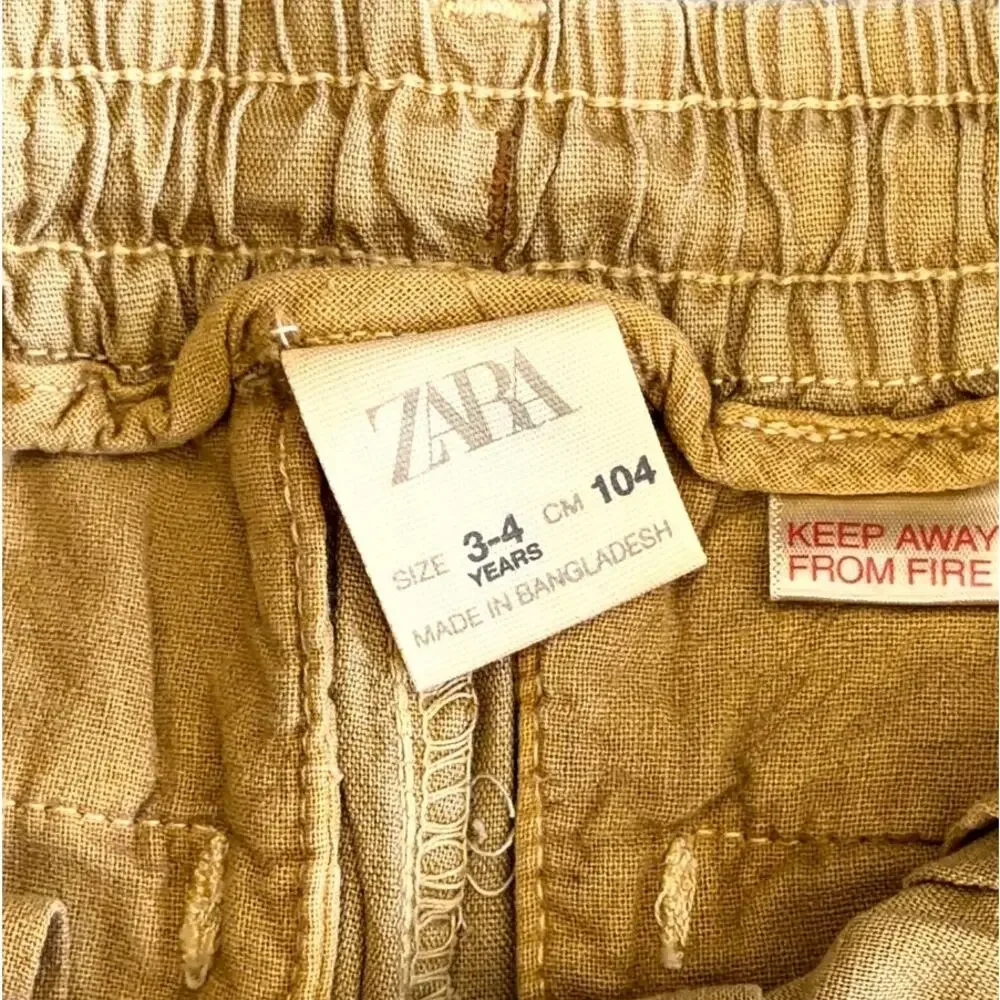 ZARA KIDS BOYS Linen Blend Cargo Shorts Size 3-4y NWT