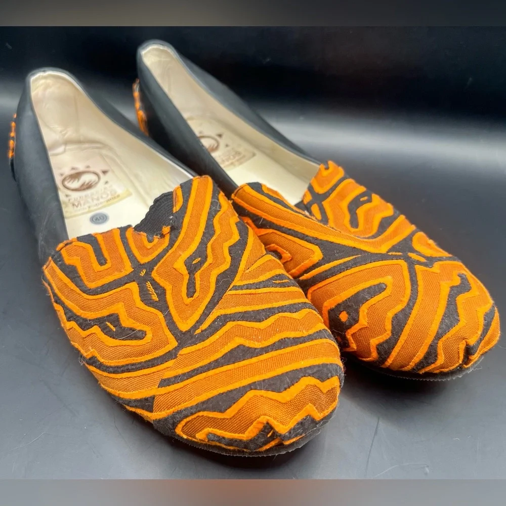 Fundacion‎ Manos - Orange/Black Patterned Women's Shoes-Size:40