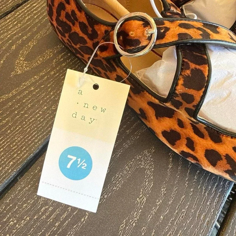 A New Day Women's Leopard Print Tasmin  Mary Jane Flats