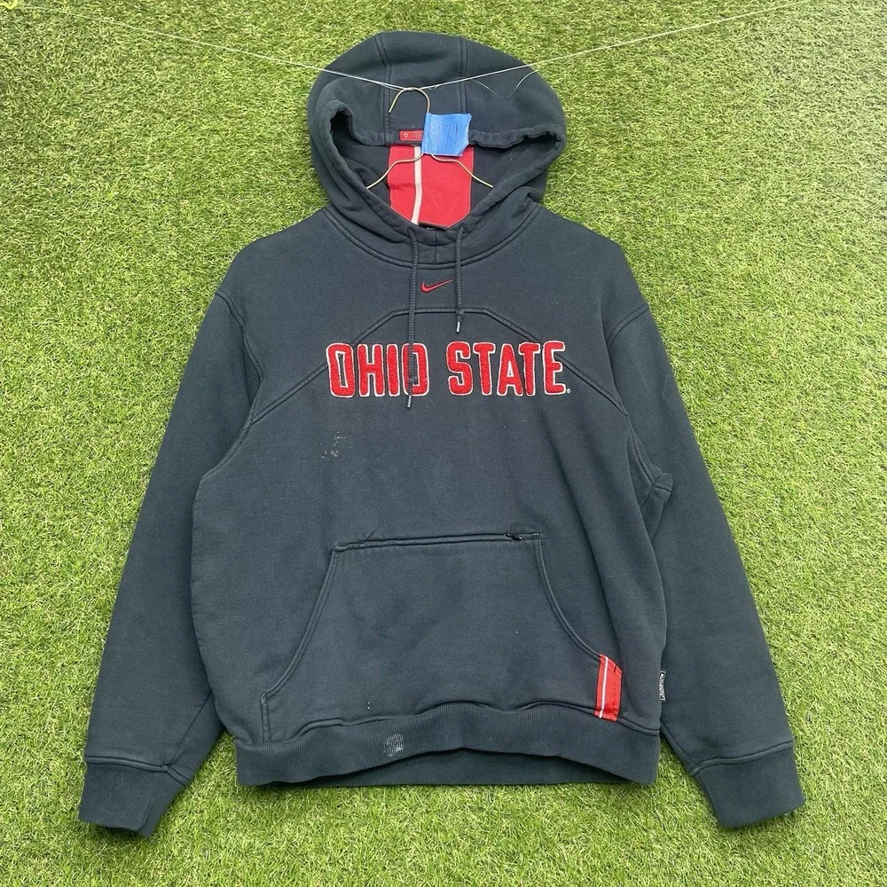 Ohio State Buckeyes Nike Hoodie Mens Small Black Sportswear OSU Zip Pocket RARE