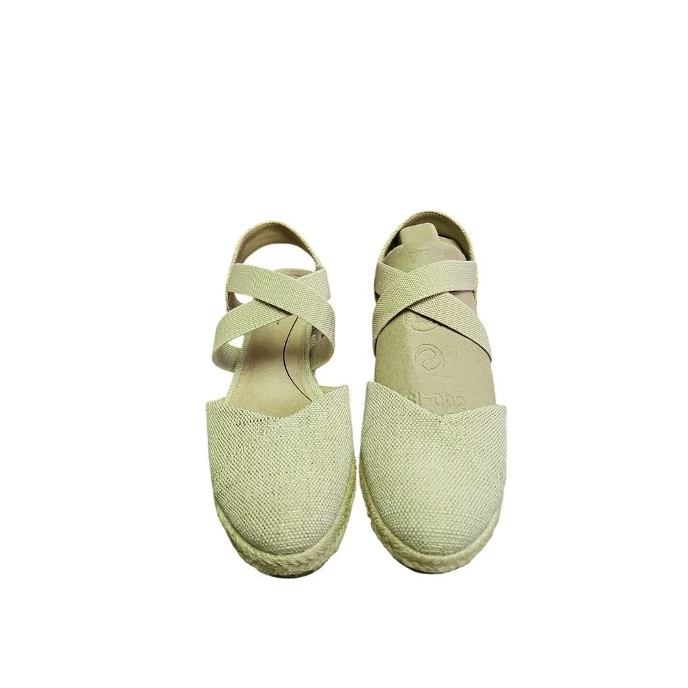 LifeStride Womens Kimballs Natural Canvas  Sandal Shoes Size 6.5‎ M IVORY NEW