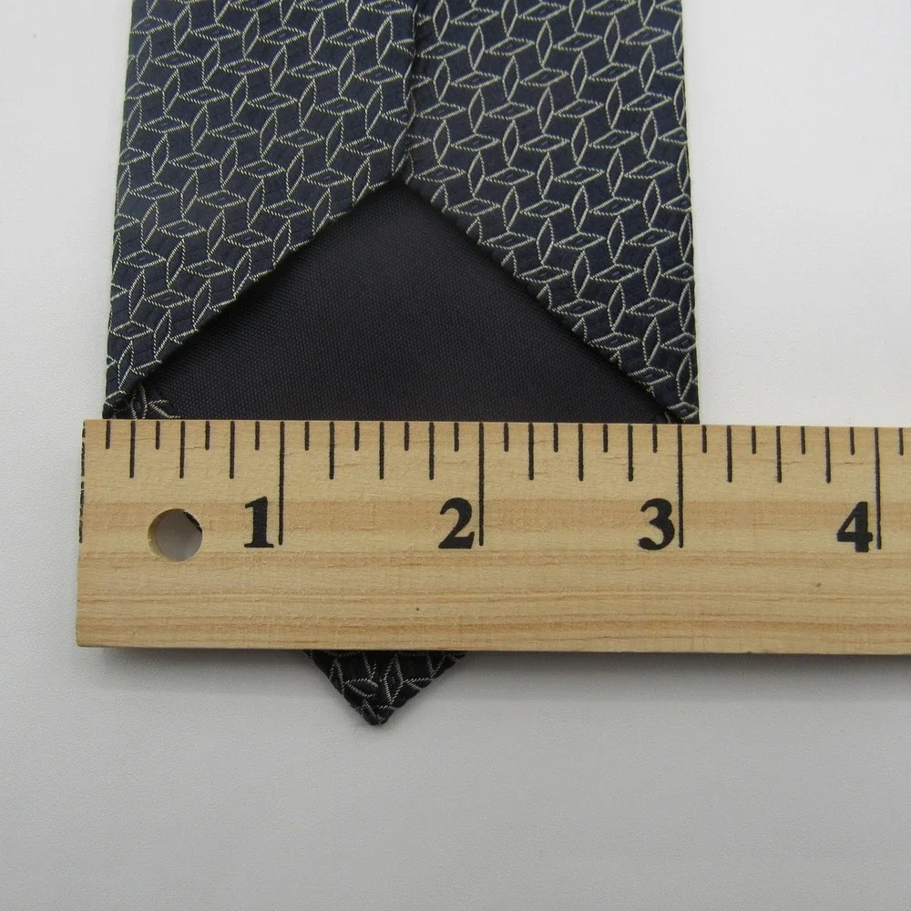 Bruno Piattelli Silk Tie Mens OS Navy Blue Excellent Geometric Diamond Pattern