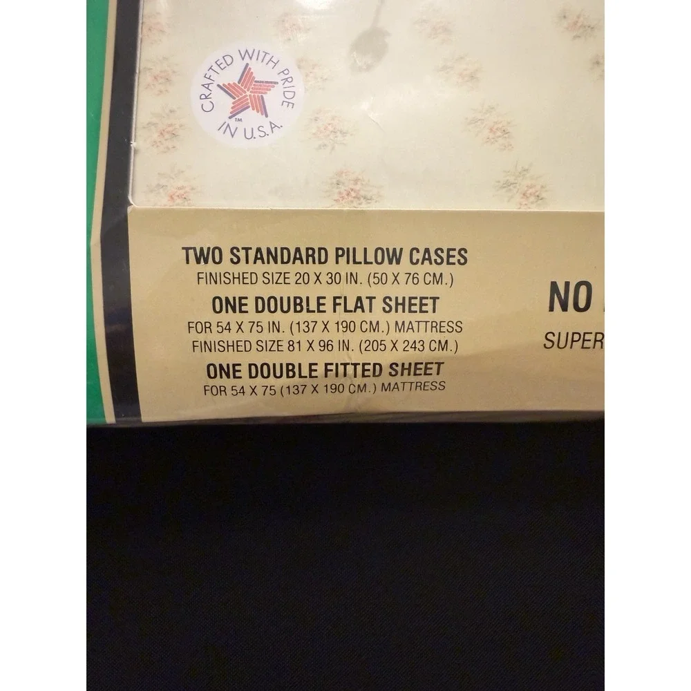 Vintage Thomaston Floral Pastel 4Pc Set Double No Iron USA Cottage core New