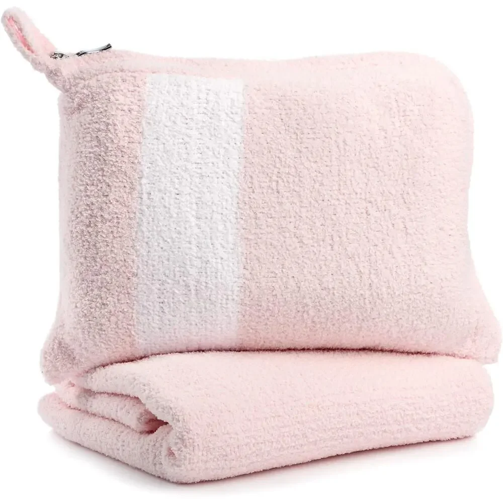 NEW! Kashwere Stripe Travel‎ Blanket (Pink/White)