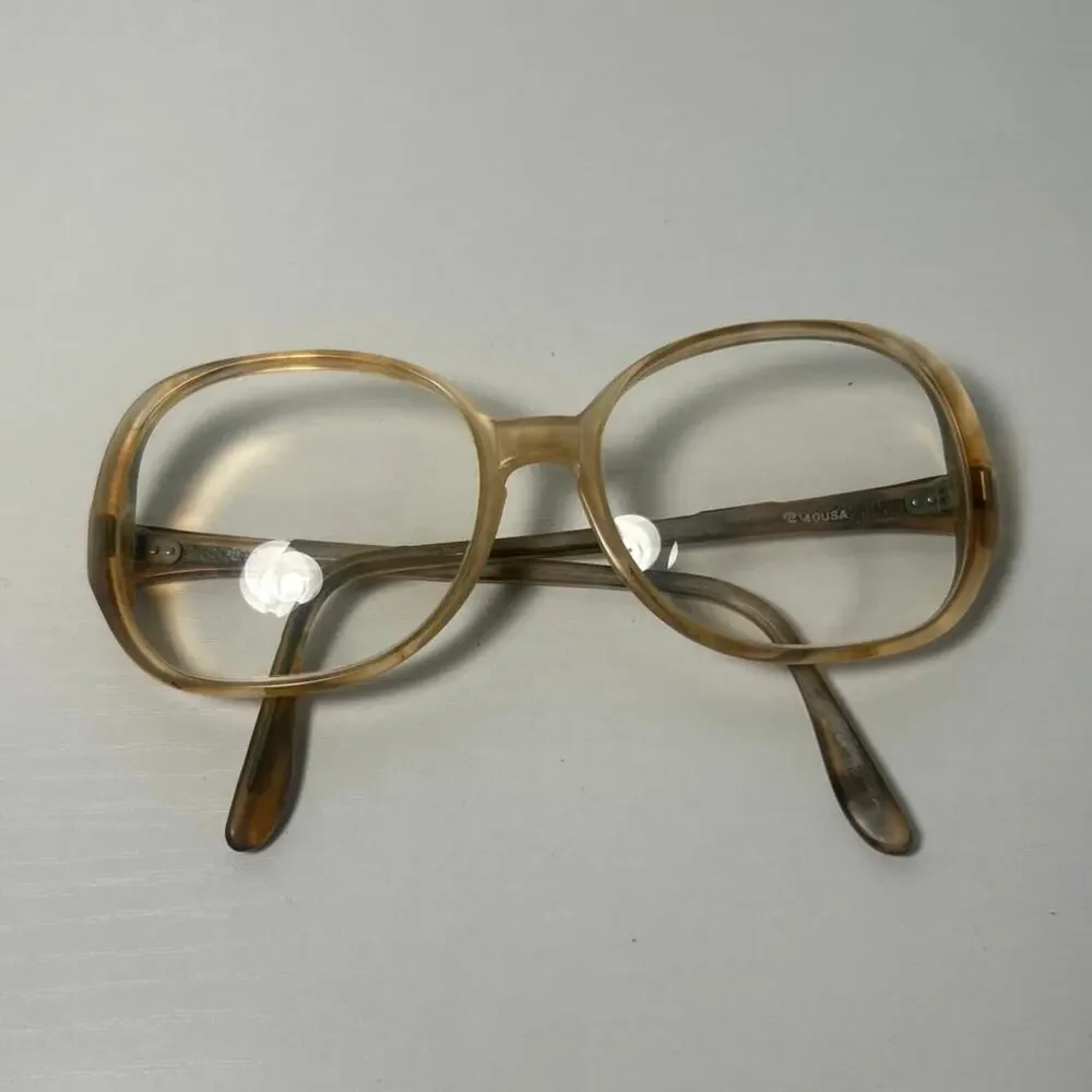 Vintage Translucent Amber Eye Glass Frames70’s-80’s, Oversized 54 17 140, USA
