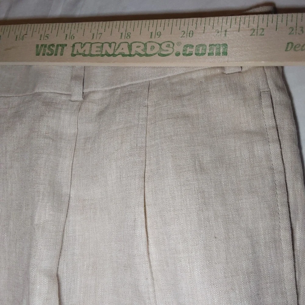 Joseph Abboud Men's 45 x 30 100% Linen Straight‎ Leg Beige Tan Dress Pants