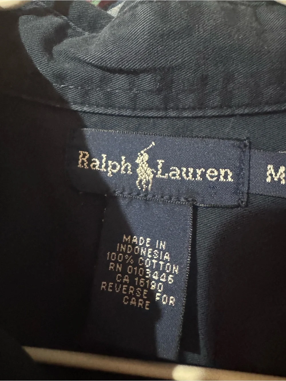 Ralph Lauren Navy Button-Down Shirt with Red Pony