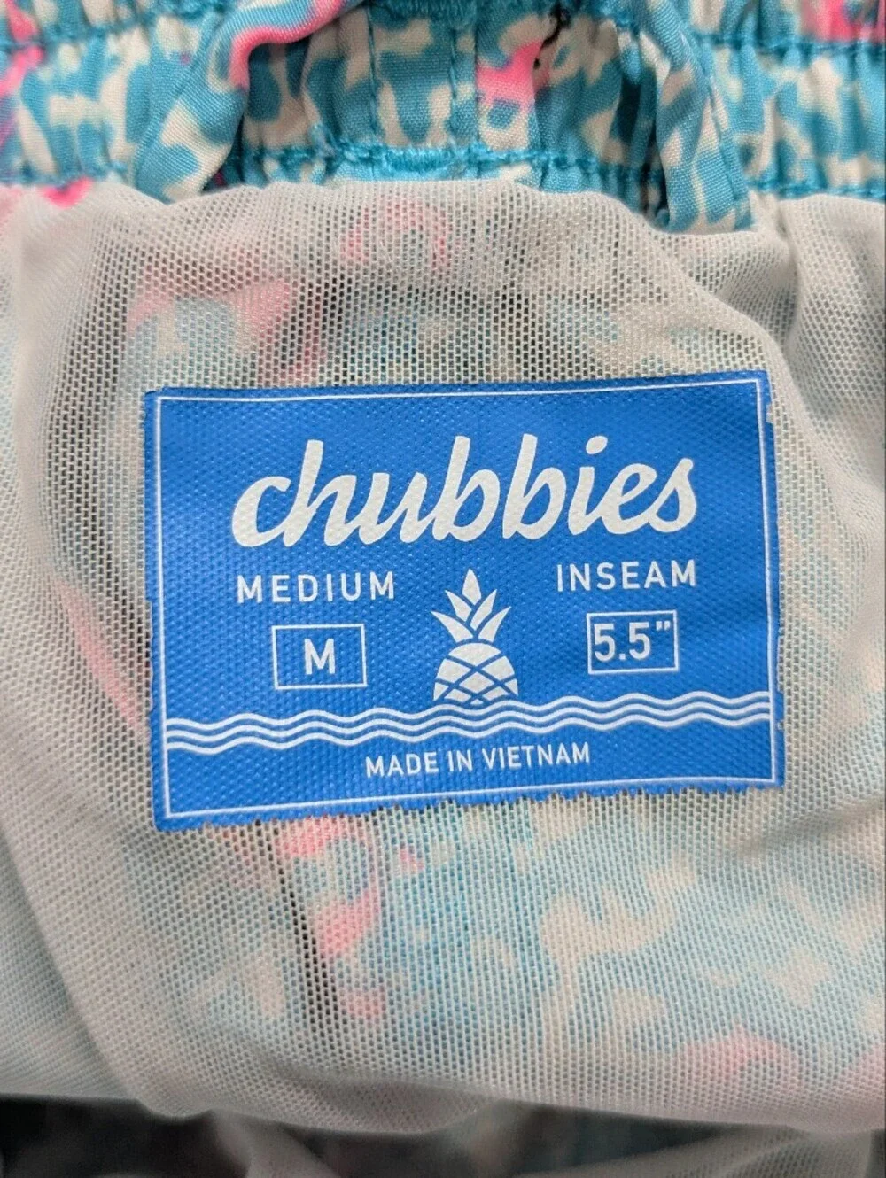 Chubbies Blue Pink Flamingo Swim Trunk M