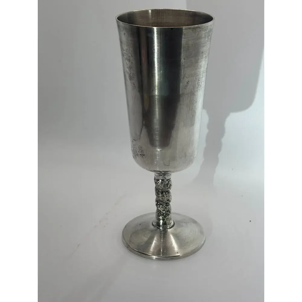 Vintage Crosby Spain Silver Plate Wine Goblets Chalice Vine Stem Set of 2