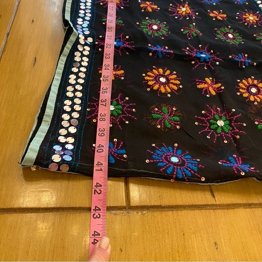 Anthropologie Raj Women’s Silk Infinity Scarf Embroidered Sequin Colorful New